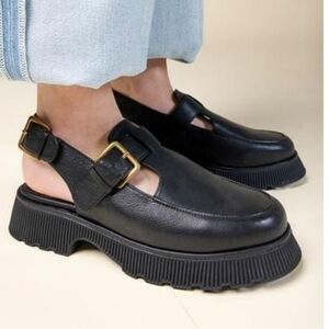 Charlotte Stone ,Size 8,Black Leather Slingback Mules